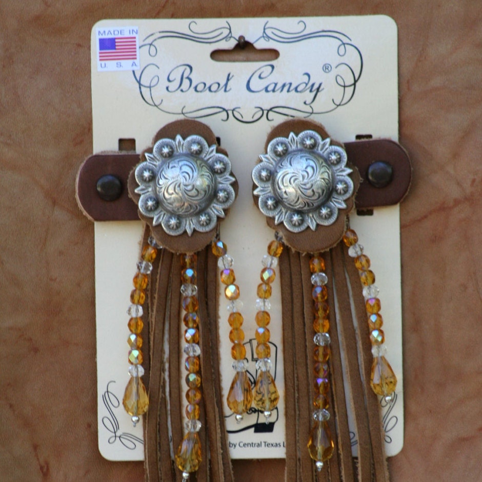 Boot Candy Toppers Amber Crystals and Fringe