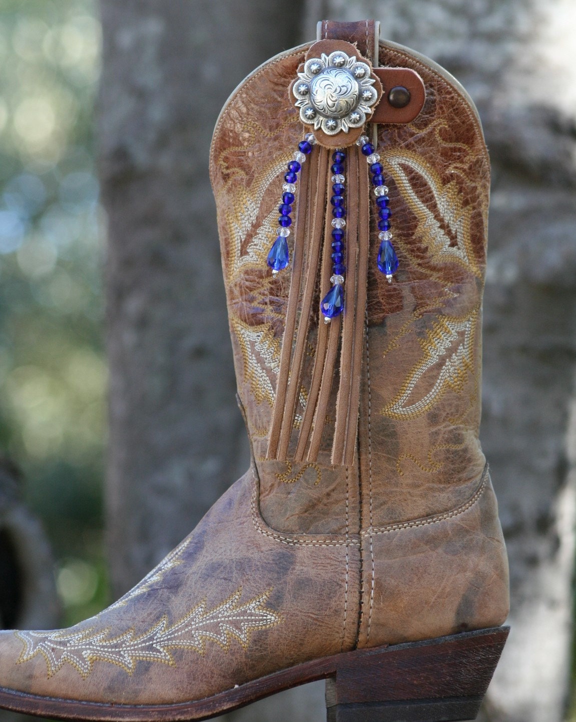 Boot Candy Toppers Royal Blue Crystals and Fringe