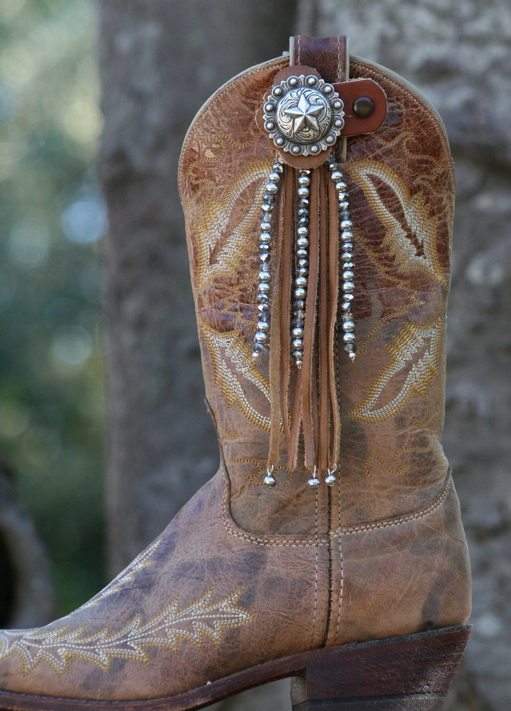 Boot Candy Toppers Silver Beads with Silver Tips