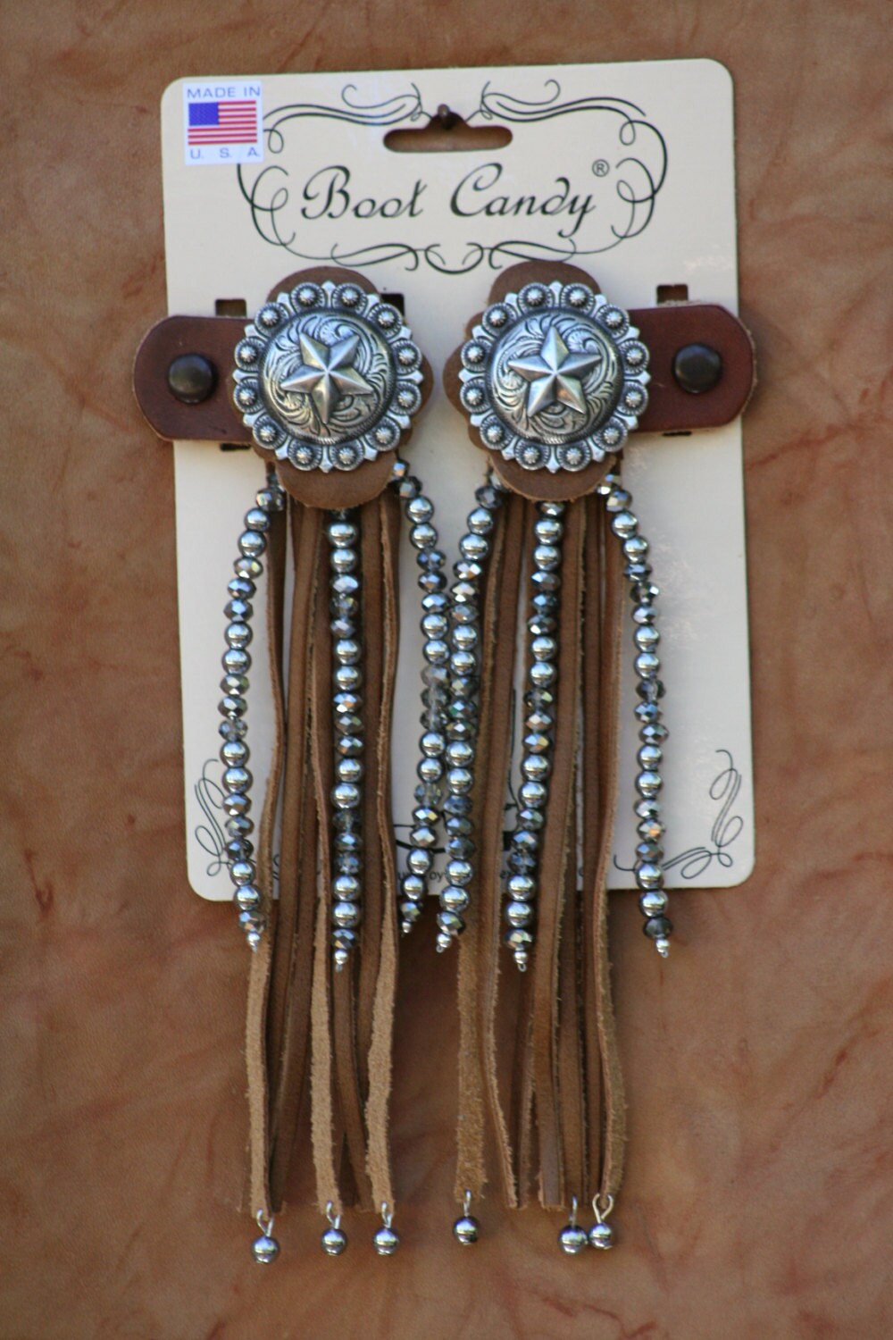 Boot Candy Toppers Silver Beads with Silver Tips