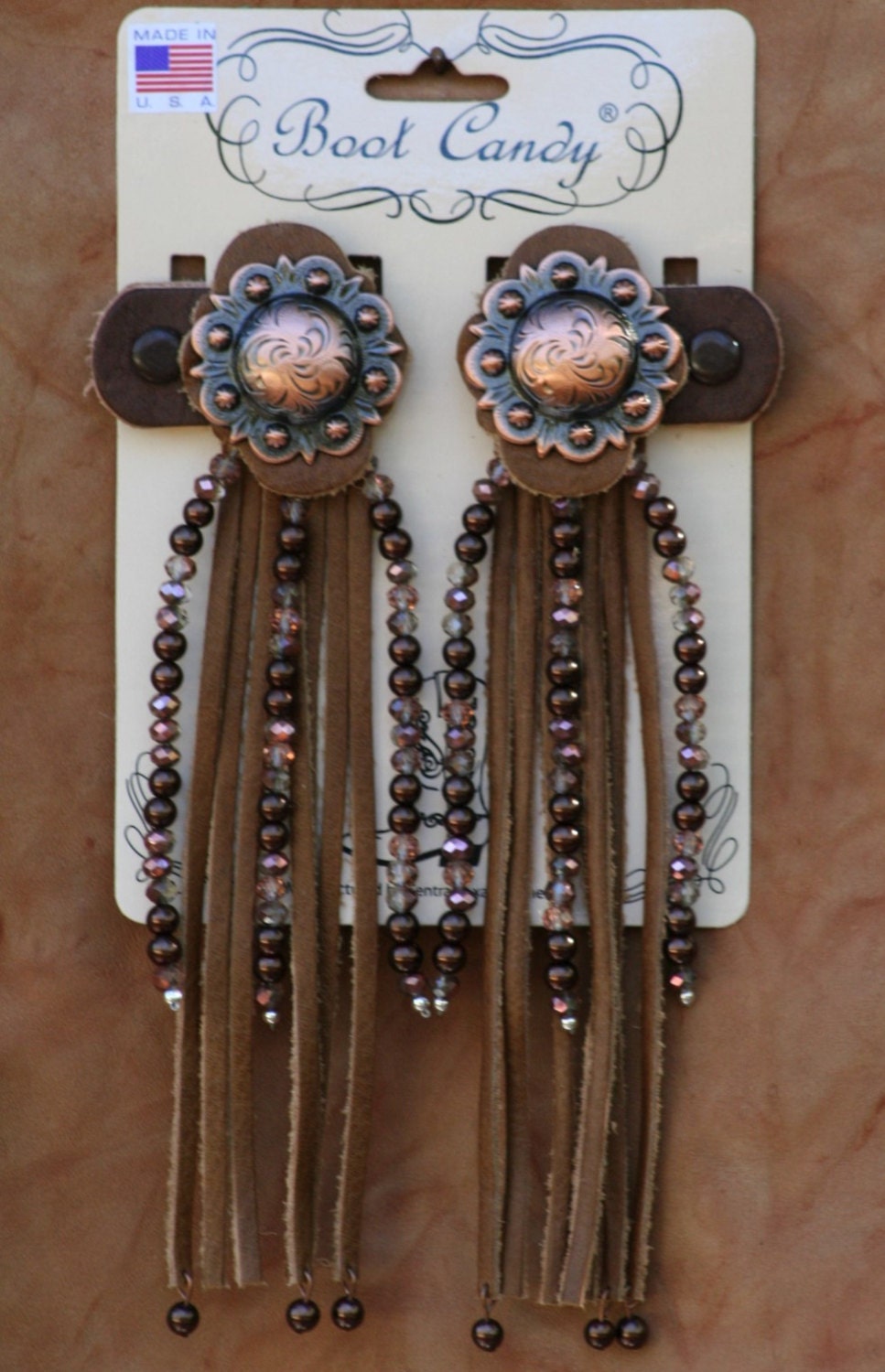 Boot Candy Toppers Copper Tips and Fringe