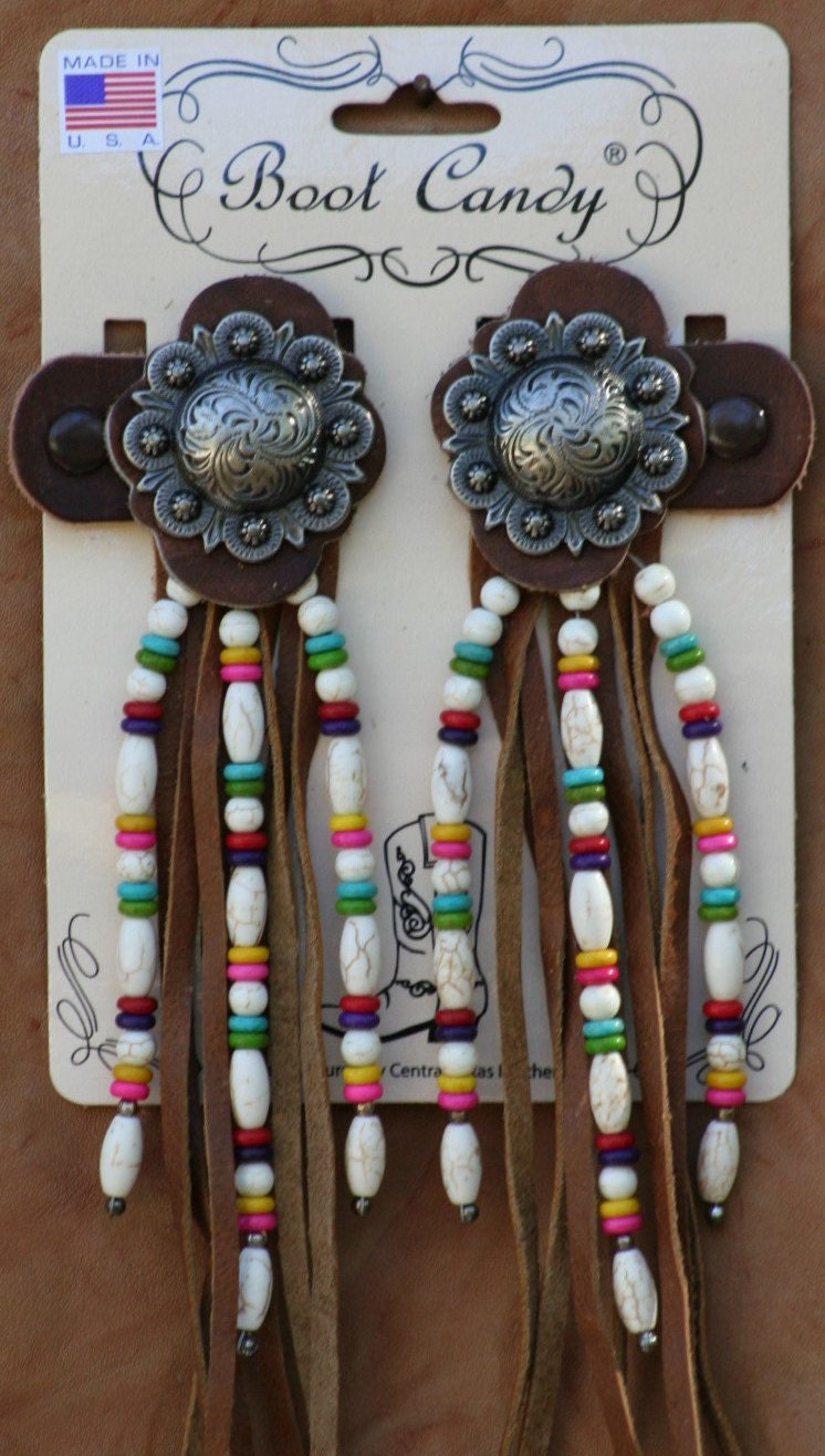 Boot Candy Toppers White Aztec influenced design