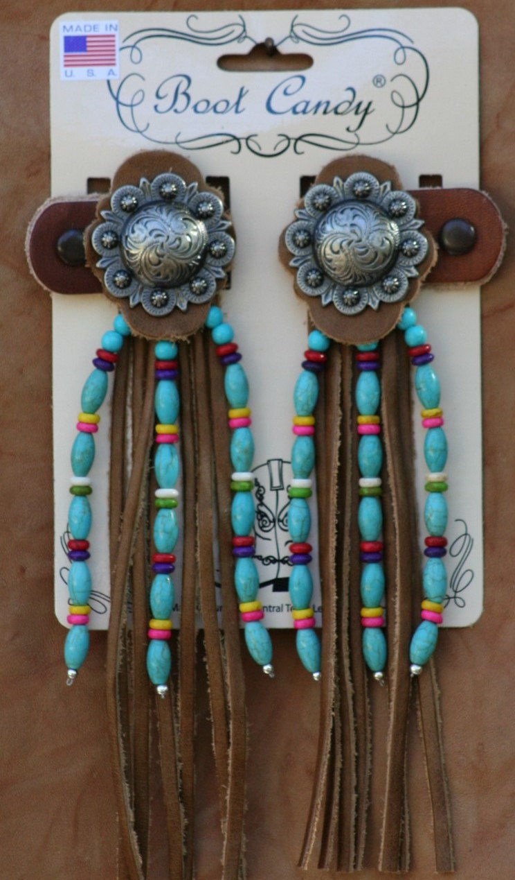 Boot Candy Toppers Turquoise Aztec Influenced design