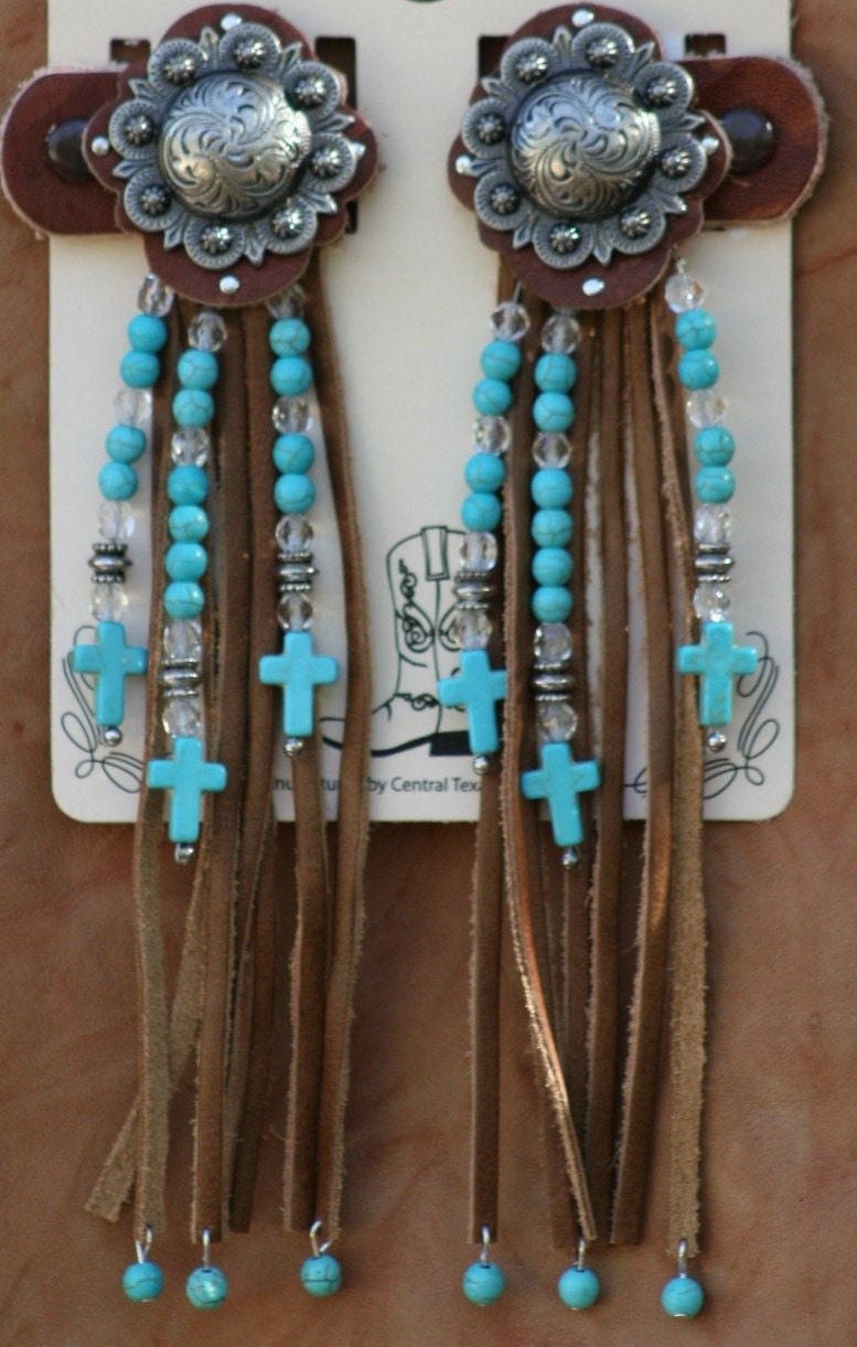 Boot Candy Toppers Turquoise Crosses and Fringe
