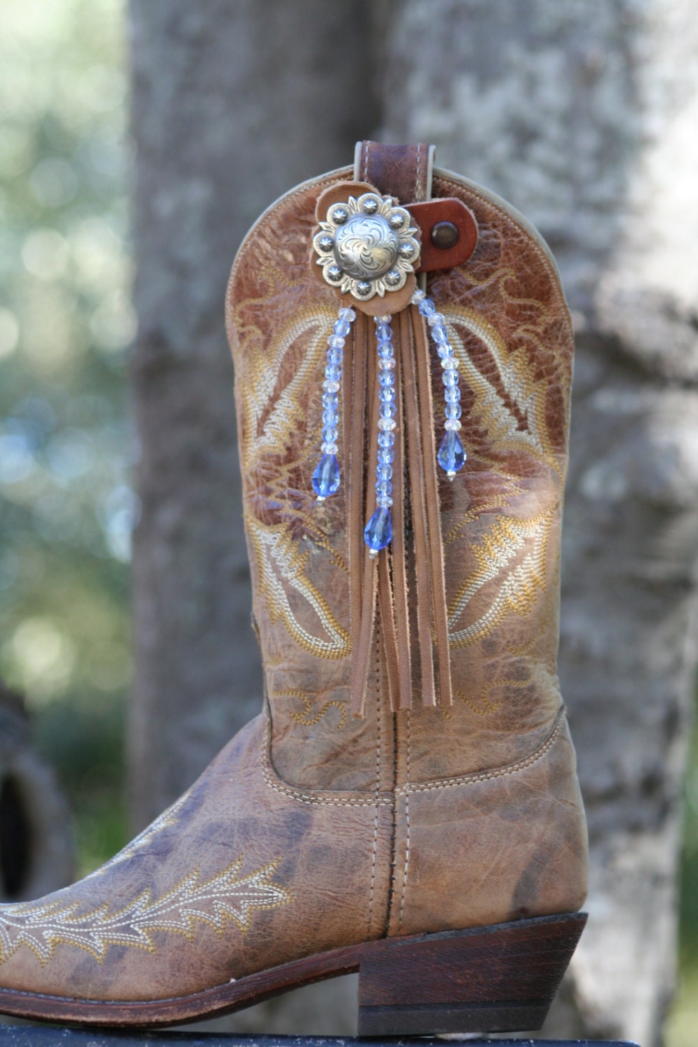 Boot Candy Toppers Lt. Sapphire crystals and Fringe