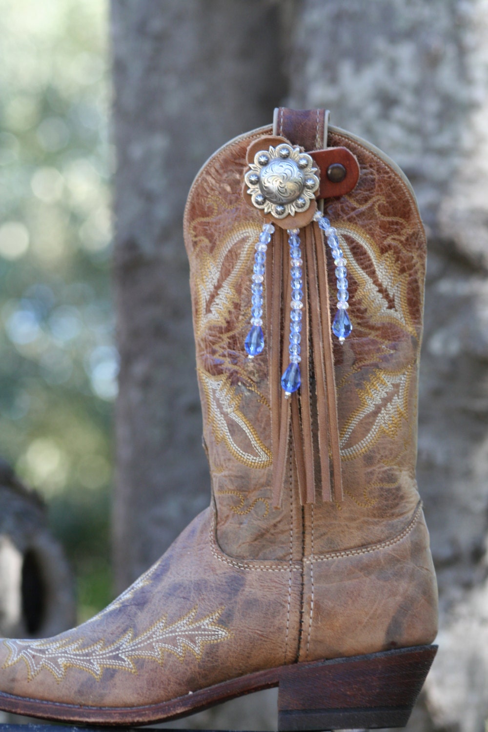 Boot Candy Toppers Lt. Sapphire crystals and Fringe
