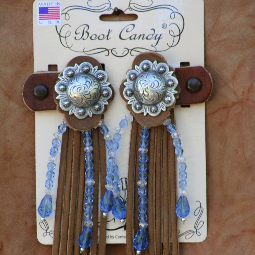 Boot Candy Toppers Lt. Sapphire crystals and Fringe