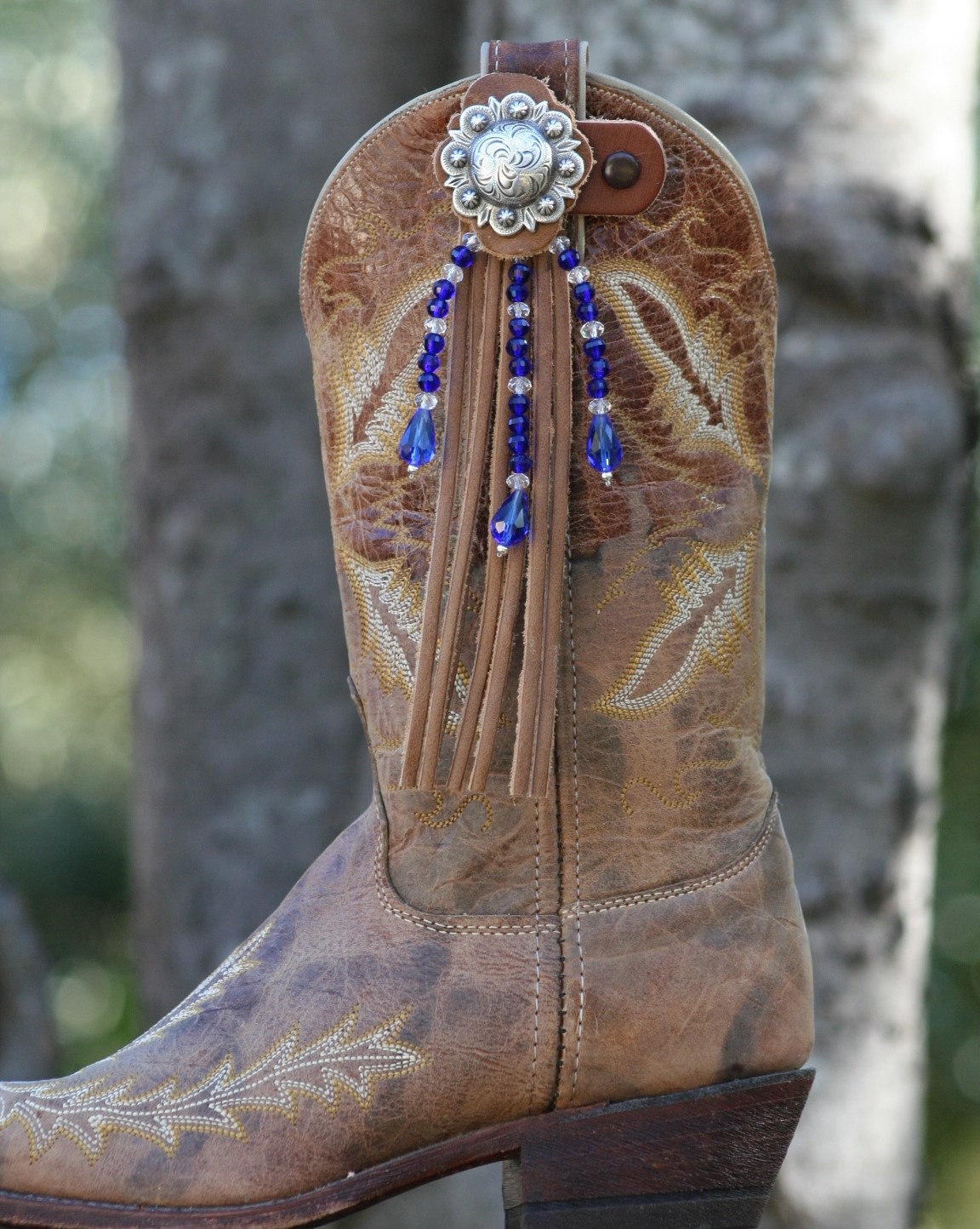 Boot Candy Toppers Royal Blue Crystals and Fringe