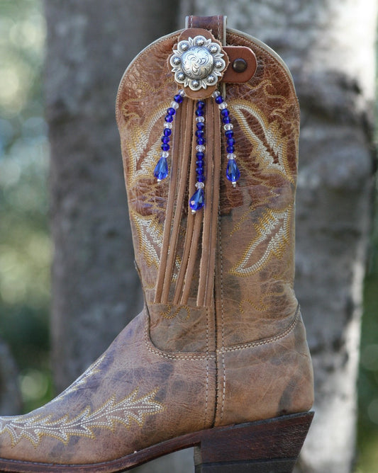 Boot Candy Toppers    Royal Blue Crystals and Fringe