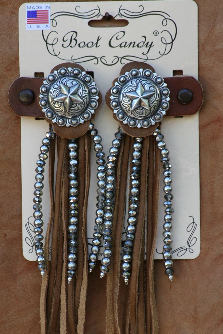 Boot Candy Toppers Silver Beads with Silver Tips