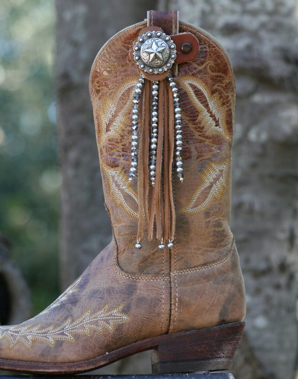 Boot Candy Toppers Silver Beads with Silver Tips