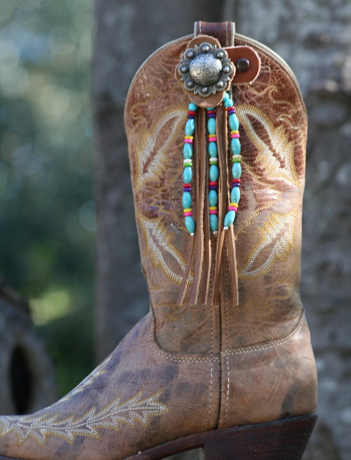 Boot Candy Toppers Turquoise Aztec Influenced design
