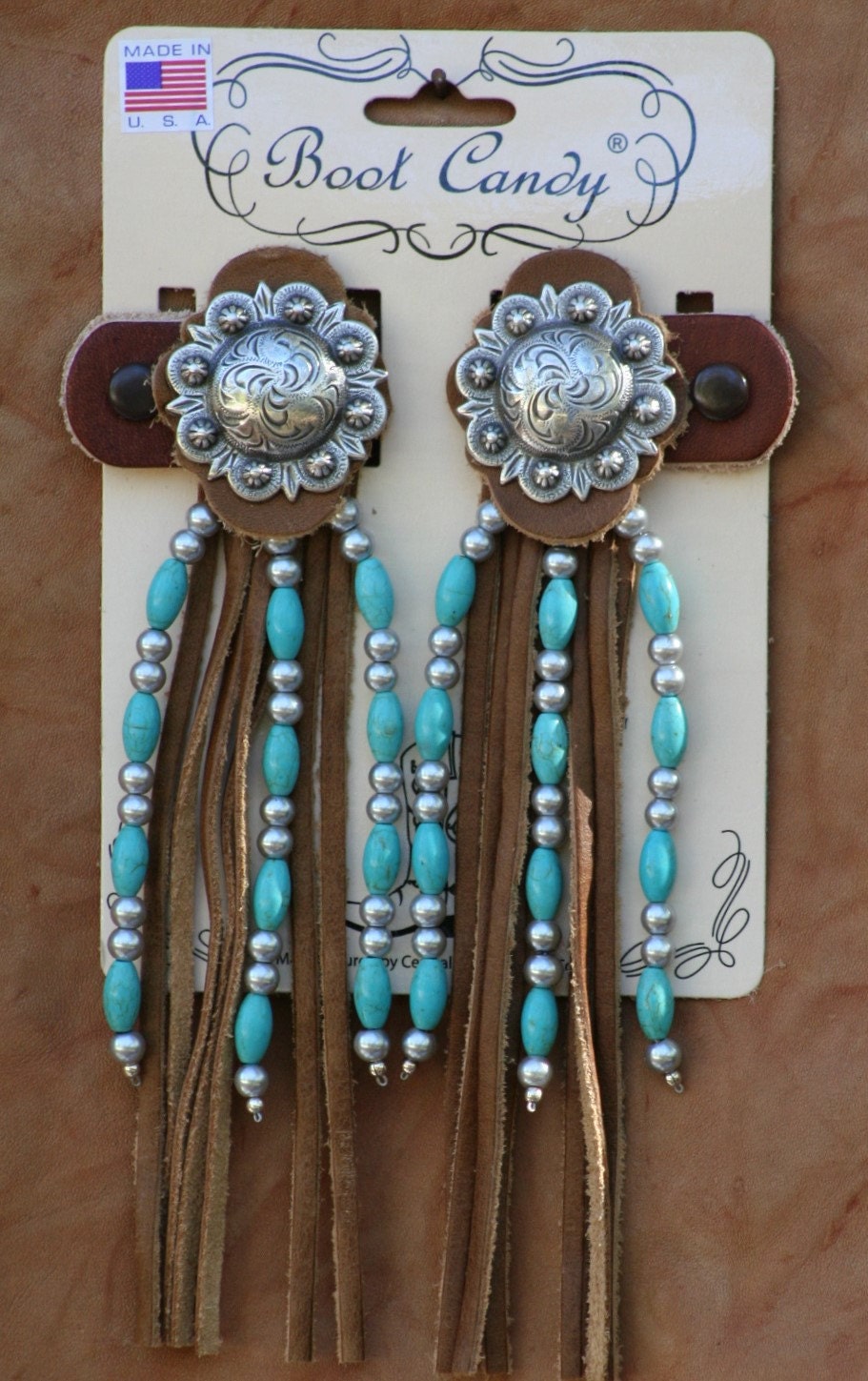 Boot Candy Toppers Turquoise and Silver