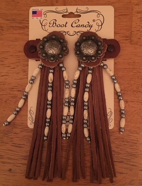 Boot Candy Toppers "BobbiVegas" white tubes and Silver Beads