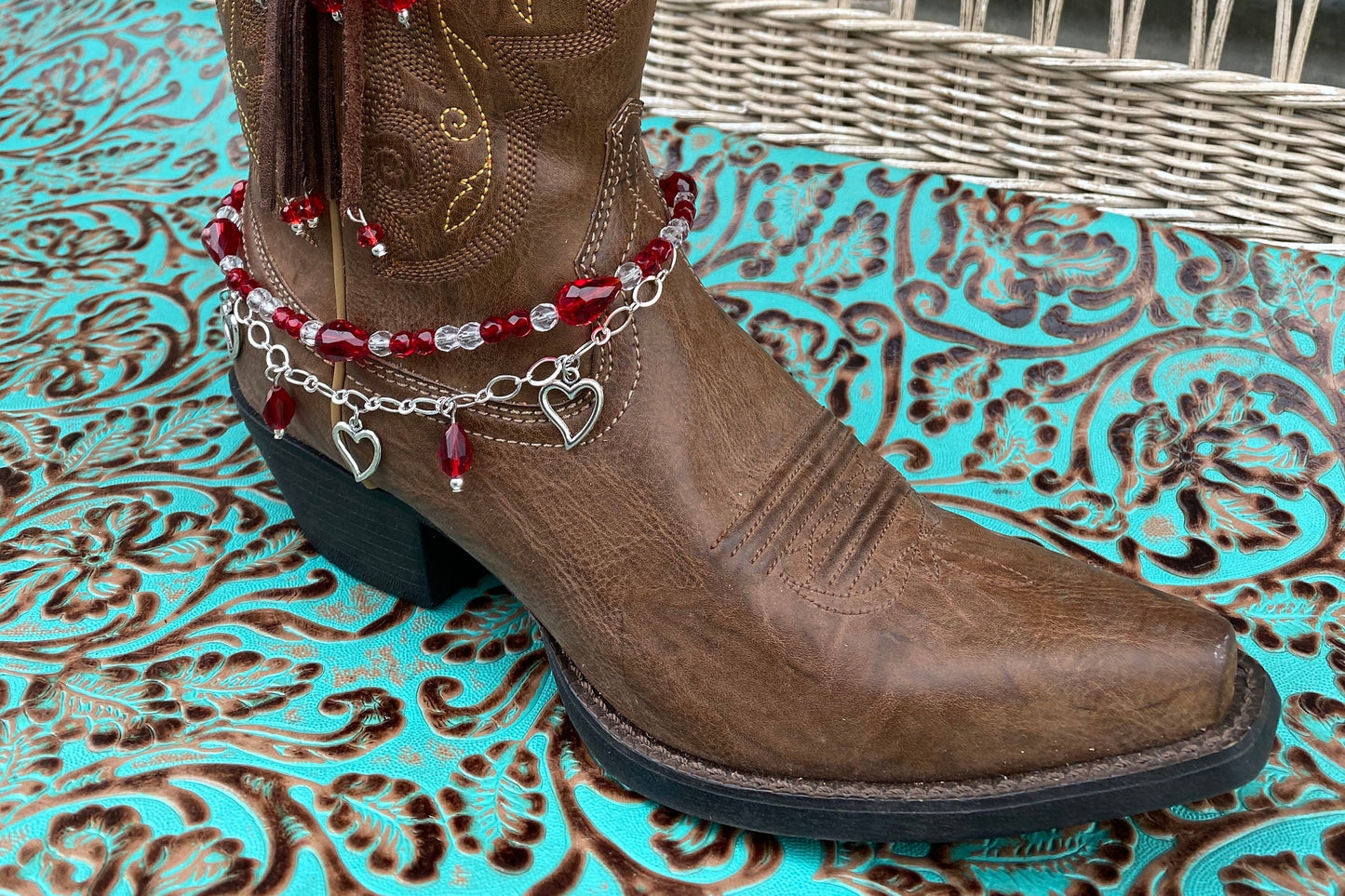 BootCandy Bracelet  Red Crystals and Hearts