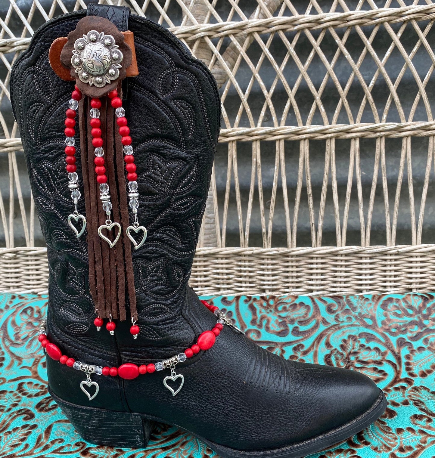 BootCandy Bracelet Red Ovals with Hearts