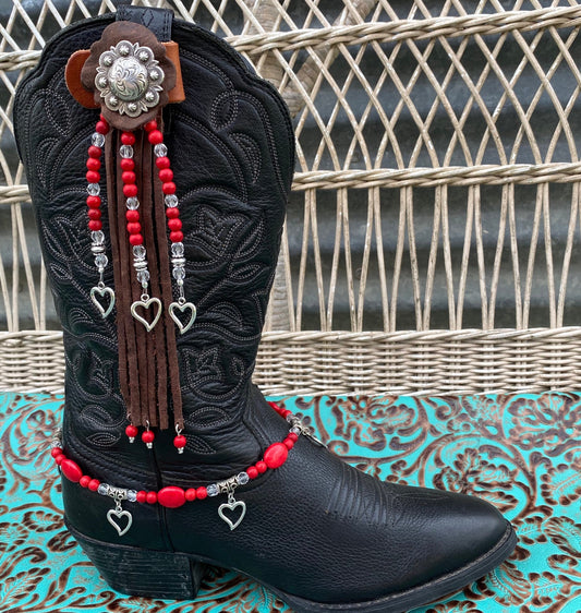 BootCandy Bracelet   Red Ovals with Hearts