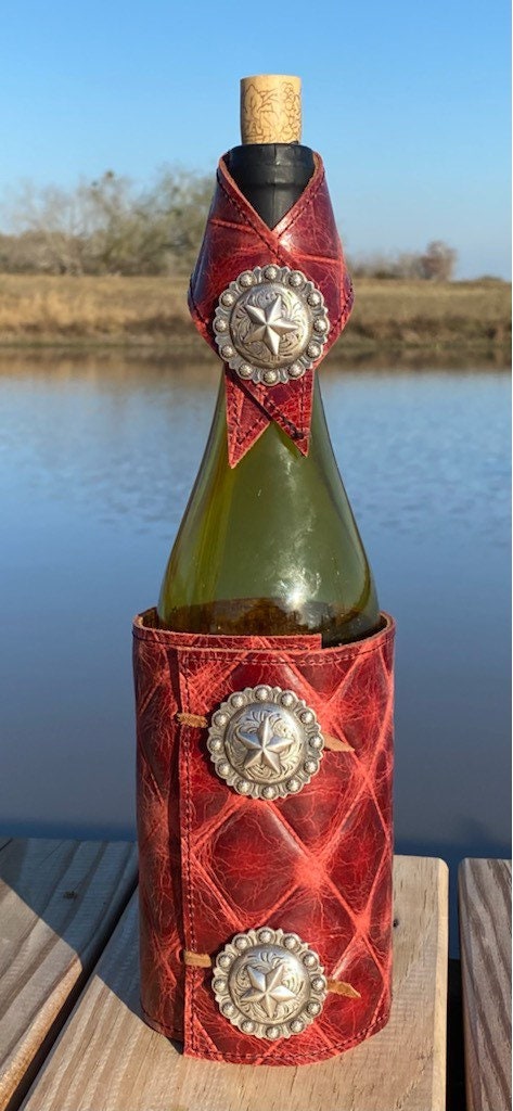 Wine Bottle Wrap Set, Leather