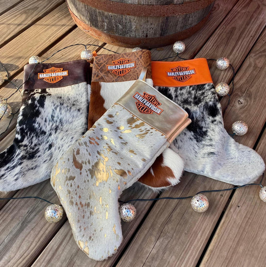 Harley Davidson Cowhide Christmas Stockings