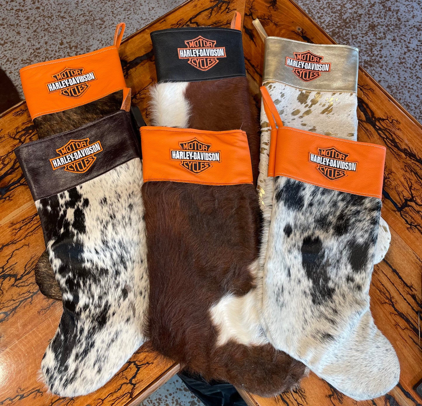 Harley Davidson Cowhide Christmas Stockings