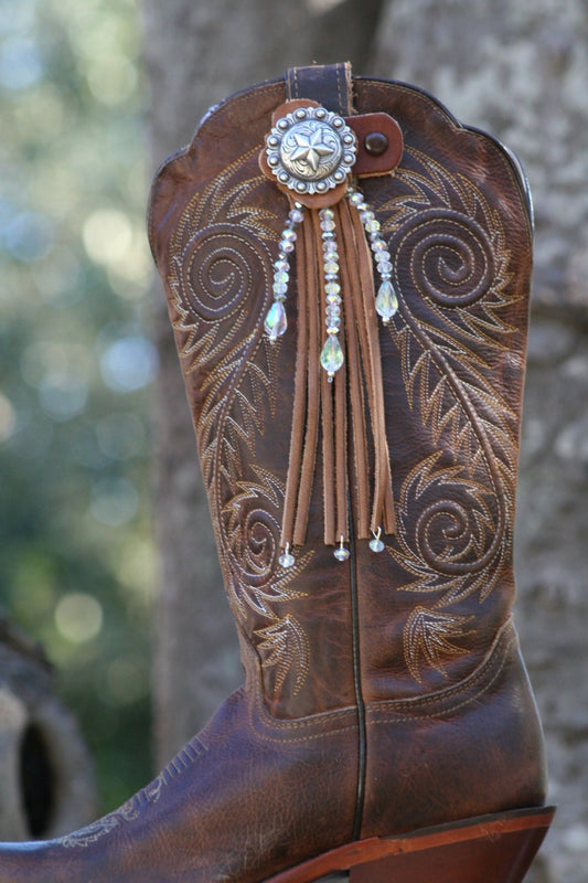 Boot Candy Toppers     Clear Crystals and Fringe with Crystal Tips