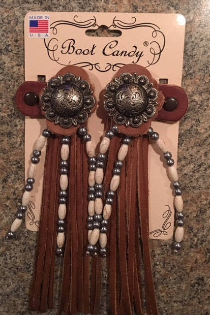 Boot Candy Toppers "BobbiVegas" white tubes and Silver Beads