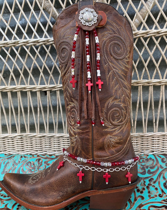 BootCandy Bracelet Red Crystals and Crosses