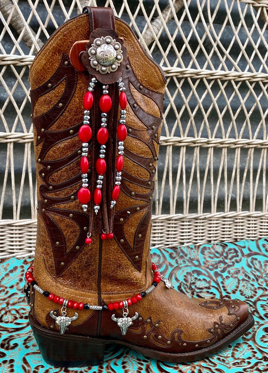 BootCandy Bracelet Red Southwestern Skulls