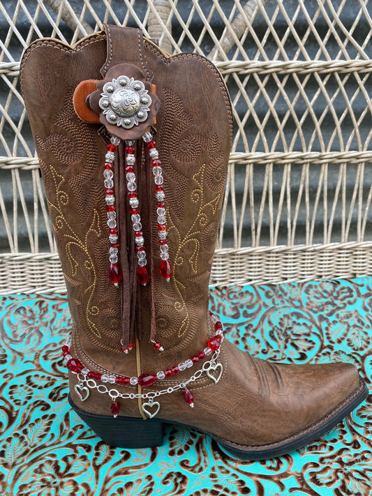 BootCandy Bracelet  Red Crystals and Hearts