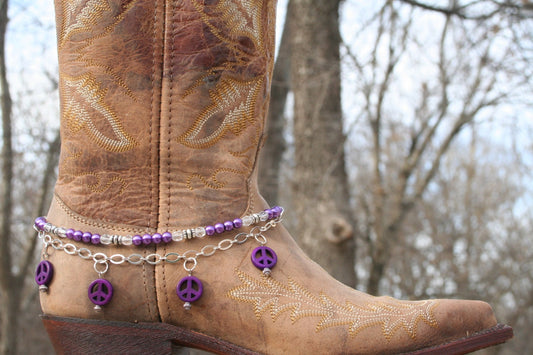 Boot Candy Naturals, Purple Peace with Chain  608136  Boot Jewelry-Boot Bling-Boot Bracelet-Boot Accessories