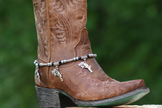 Boot candy Guns & Roses in Gun Metal Pearl and Black Crystals    608168  Boot Jewelry-Boot Bling-Boot Bracelet-Boot Accessories