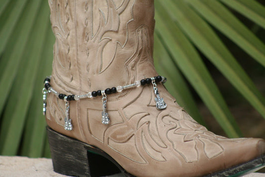 Boot Candy Guitars in Black and Clear Crystals   608178  Boot Jewelry-Boot Bling-Boot Bracelet-Boot Accessories